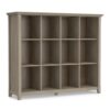 Pemberly Row Transitional Wood 12-Cube Storage Organizer, Distressed Gray Finish, 48" H x 57" W x 15.75" D, Sturdy Design with Tapered Legs, Grooved Sides, and Crown Top for Living Room, Bedroom, or