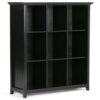 Pemberly Row Wood Transitional 9 Cube Bookcase Unit in Black