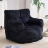 Penau Bean Bag Chair, Memory Sponge Fill, Black Corduroy