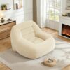 Penau Bean Bag Couch, Corduroy Fabric Mini Sofa, Camel