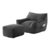 Penau Oversized Bean Bag Chair, Ottoman, Gray Fabric