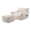 Penau Oversized Bean Bag Chair, Ottoman, White Fabric