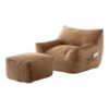Penau Oversized Bean Bag Chair, Supportive Arms, Brown