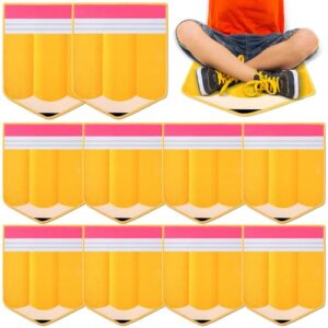 Pencil Carpet Seats 14X17 Inch Yellow Classroom Rugs Non Slip Floor Mats Back to School Pencil Cushions Decor for Preschool Kindergarden Daycare Teacher Party Gift School Learning Playing Areas 6PCS