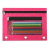 Pencil Pouch for 3 Ring Binder, Heavy Duty Canvas Dual Zipper Pen Bag with Clear Window, Smooth Metal Zipper, Fit Standard 3-Ring Binders for School Office Travel Supplies