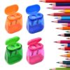 Pencil Sharpener, Manual Pencil Sharpener with Lid, Dual Hole Sharpener (4)