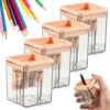 Pencil Sharpeners with Lid, Colored Small Pencil Sharpener Manual (8PCS)