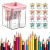 Pencil Sharpeners with Lid, Handheld Pencil Sharpener ，Mixed Colors-12Pcs