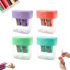 Pencil Sharpeners with Lid,Mini Compact Colored Pencil Sharpener，4pcs