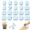Pencil Toppers Number Labels, Reusable Durable (Light Blue,Number 1-20)
