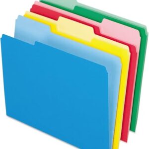 Pendaflex Colored File Folders, 24 Pack, Letter Size (8.5" x 11"), 3 Tabs, Durable Paper, Assorted Colors: Blue, Green, Red & Yellow, Color-Coding for School, Office & Home Document Organization