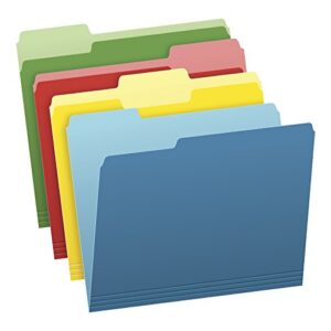 Pendaflex Colored File Folders, 36 Pack, Letter Size (8.5" x 11"), 3 Tabs, Durable Paper, Assorted Colors: Green, Yellow, Red & Blue, Color-Coding for School, Office & Home Document Organization