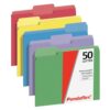 Pendaflex Heavy Duty File Folders, 50 Pack, Letter Size (8.5" x 11"), 3 Tabs, Extra Durable Paper, 5 Assorted Colors, Color-Coding for School, Office & Home Document Organization