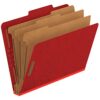 Pendaflex Pressboard Classification File Folders, 3 Dividers, 2" Embedded Fasteners, 2/5 Tab Cut, Letter Size, Bright Red, Box of 10