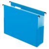 Pendaflex SureHook Reinforced Extra-Capacity Hanging Box File, 1 Section, 3" Capacity, Letter Size, 1/5-Cut Tabs, Blue, 25/Box
