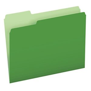 Pendaflex Two-Tone Color File Folders, Letter Size, 1/3 Cut, Bright Green, 100 Per box (152 1/3 BGR)