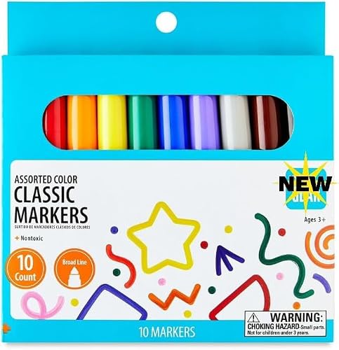 Pen~Gear Classic Markers, Broad Point, Assorted Colors, 10 Count