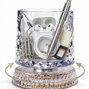 Pen Pencil Holder for Desk, 360° Rotating Desk Organizer Pencil Cup, Multi-Purpose Office Supplies, Back to School Desk Accessories, Dual Use Makeup Brush Holder for Home Office Classroom Vanity