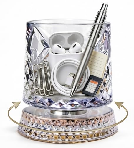 Pen Pencil Holder for Desk, 360° Rotating Desk Organizer Pencil Cup, Multi-Purpose Office Supplies, Back to School Desk Accessories, Dual Use Makeup Brush Holder for Home Office Classroom Vanity