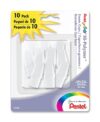 Pentel Arts Hi-Polymer White Cap Erasers, Pack of 10 (ZEH02PABP10)