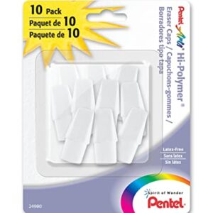 Pentel Arts Hi-Polymer White Cap Erasers, Pack of 10 (ZEH02PABP10)