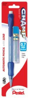 Pentel Champ Starter Set Automatic Pencil with Lead, (0.7mm), Assorted Barrel Colors, Color May Vary, 1 Pack (ACE7BP)