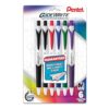Pentel GlideWrite Ballpoint Pen with TechniFlo Ink, (1.0mm) Medium Line, Assorted Ink, Pack of 6 (BX910BP6M1)