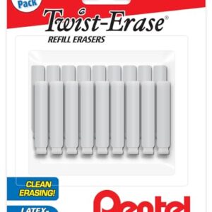 Pentel Twist Erase Refill Erasers - Pack of 18 Latex Free Refills for Twist Eraser Mechanical Pencils