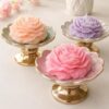 Peony Flower Candle Gift, Scented Candle with Gold Pedestal Dish, Floral Home Decor Gift for Her