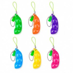 Peraca Cris Fidget Keychain Edamame Squeeze Luck Pea Pod Squishy Keychain Cute Green Bean Bag Charm Stress Relief Accessory