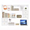 PerCbynne Desktop Bookshelf, 3-Tier Desktop Display Organizer Rack Wooden Desk Storage Hutch with 4 Drawers, Desk Organizer Shelf with Vertical Storage for Home Office & Dorm