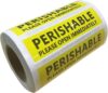 Perishable Shipping Labels Stickers, 500 Pcs Per Roll Fluorescent Yellow Warning Labels 4x1 Inch, Waterproof Strong Adhesive Handle with Care Stickers for Boxes, Poly Bags, Bubble Wrap