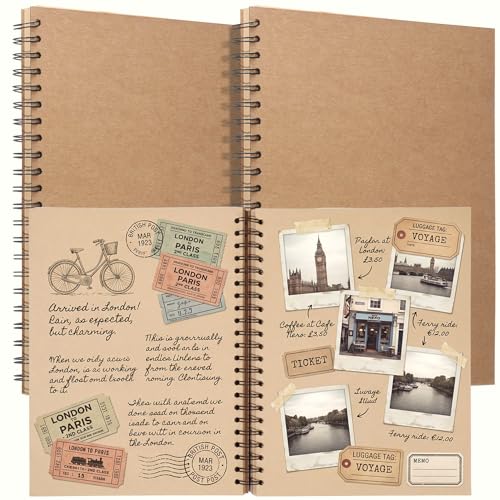 PerKoop 2 Pcs 8.5"x11" Spiral Sketch Pad A4 Large 100 Sheet Blank Notebook Sketch Pads 60 lbs (100 gsm) Back to School Gift Sketching Drawing Pad Art Sketchbook for Teachers Students Kid (Kraft Brown)