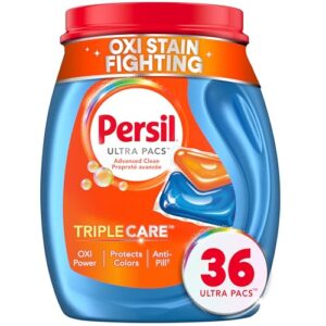 Persil Ultra Pacs Advanced Clean Oxi+Odor Power Laundry Detergent, 36 Count, No Mess, Single-Dose Laundry Soap, Fights Tough Stains & Odors, All Water Temperatures, HE Safe