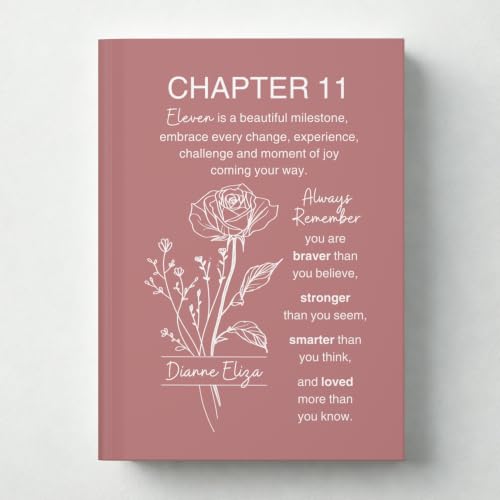 Personalized 11th Birthday Journal for Girls, Custom Name Birth Flower Notebook, Hardcover Floral Writing Diary, Matte Lined Journal Gift for Daughter, Granddaughter, Niece, Sister or Best Friend