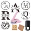Personalized Book Embosser Custom Library Wooden Self-Inking Embosser Stamp with Metal Engraving Mold Unforgettable Gift for Book Lovers, Teacher, Students (Initials & Names)