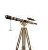 Personalized Brass Telescope with Wooden Tripod | Engraved Nautical Gift Vintage Maritime Decor