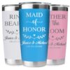 Personalized Bridal Party 20 oz Engraved Tumbler with Lid – Custom Stainless Steel Vacuum Insulated Travel Mug for Bridesmaid, Maid of Honor, Matron of Honor, Bride, Bridal Shower Gift, Wedding Favor