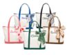 Personalized Canvas Tote Bag with Decorative Ribbon Scarf for Women