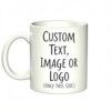 Personalized Coffee Mug, Custom Photo Text Logo One-Side, Gift, Ceramic (Green, 11 OZ)