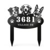 Personalized Dog Address Sign, Custom Pet House Number Yard Sign