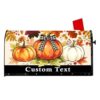 Personalized Fall Mailbox Covers Magnetic Large Size Custom Text, Farmhouse Pumpkin Buffalo Plaid Bow Mail Box Wrap, Thanksgiving Autumn Leaves Family Last Name House Street Number Outside Yard, 18x22