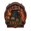 Personalized Firefighter Wooden Block, Custom Name Firefighter Portrait Sign, Layered 3D Wood Flame Shelf Decor, Firefighter Gift for Dad and Mom, Fire Department Display, Wooden Block Decor