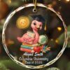 Personalized Flamingo Scholar Glass Ornament Student Gift