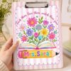 Personalized Floral Acrylic Clipboard with Custom Name, Boho Brushstroke Classroom Clipboard for Educators, First Day of School Appreciation Gift