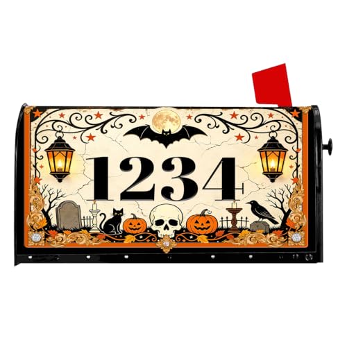 Personalized Halloween Mailbox Covers Magnetic Standard Size Custom with Street Number Mail Box Covers for Outdoor Post Letter Box Wraps for Home Garden Yard Decor 18 x 22 Inch
