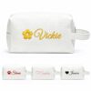 Personalized Makeup Bag, Custom Waffle Cosmetic Bag with Embroidered Name