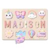Personalized Name Puzzle, Custom Wooden Letters Board for Toddlers, Montessori Learning Toy with Animal Peg Pieces