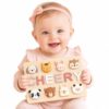 Personalized Name Puzzle for Toddlers 1-3, Custom Wooden Name Puzzle for Kids, Thickened Learning Toys for 1st Birthday Baby Girl Boy Gift, Animal Theme Nursery Decor, Multicolor Rectangular Shape