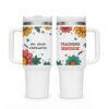 Personalized Retro Groovy Teacher 40oz Tumbler with Handle, Custom Name & Grade Stainless Steel Insulated Travel Mug, Teaching Is My Superpower Gift for Women Men, Birthday, Christmas